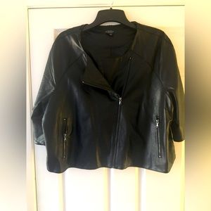 Sz 24 cropped faux leather jacket